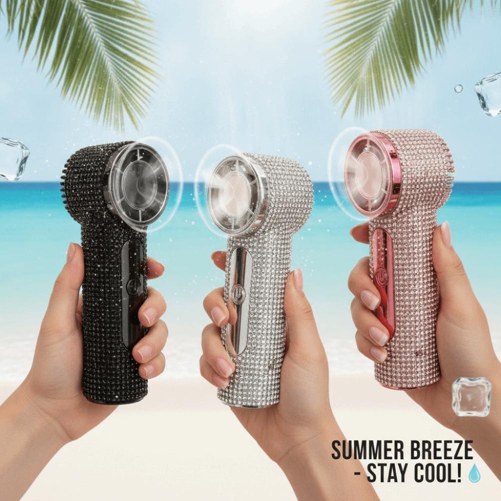 Strong Wind Rhinestone Handheld Fan 100 Gears Mini Fan Portable Electric Fan Summer
