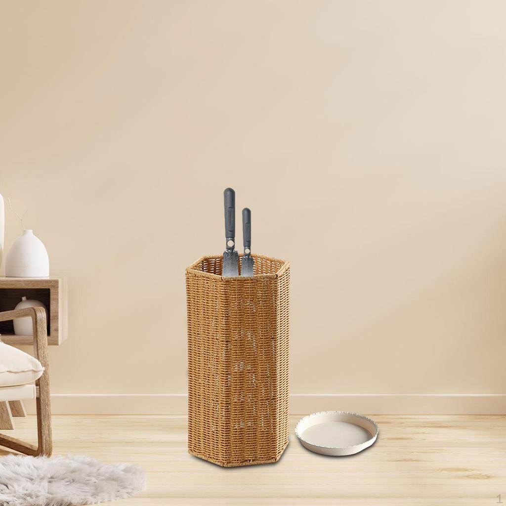 Schirmständer Eimer mit Wasserschale Retro Design Spazierstöcke Organizer Rack Halter Bin