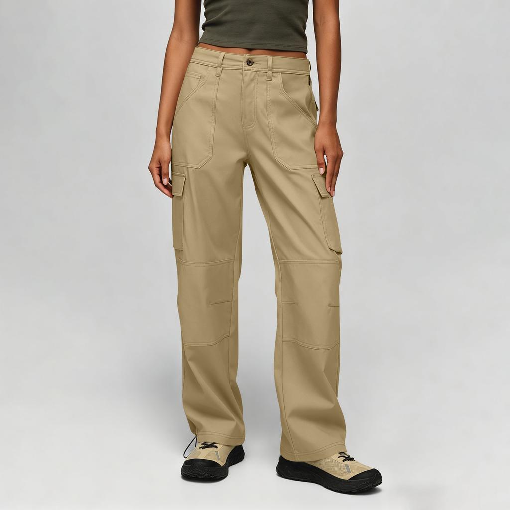 Damen Utility Cargo-Hose mit Reißverschluss Mehrere Taschen Strapazierfähige Nähte Outdoor-Wander-Arbeitskleidung Hosen