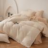100% Cotton Brushed Bedding Set French Lace Embroidered Soft Breathable All Season Bed