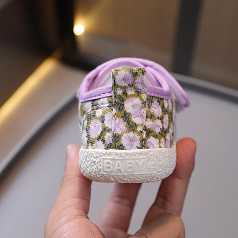 Spring and Autumn Boys and Girls College Style Retro Comfortable Wear-resistant Soft-soled Floral Canvas Shoes