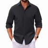 Camisa de Hombre de Primavera Otoño Manga Larga Color Sólido Tops Casuales Ligera Transpirable Cuello de Solapa Vacaciones Camisas Cómodas