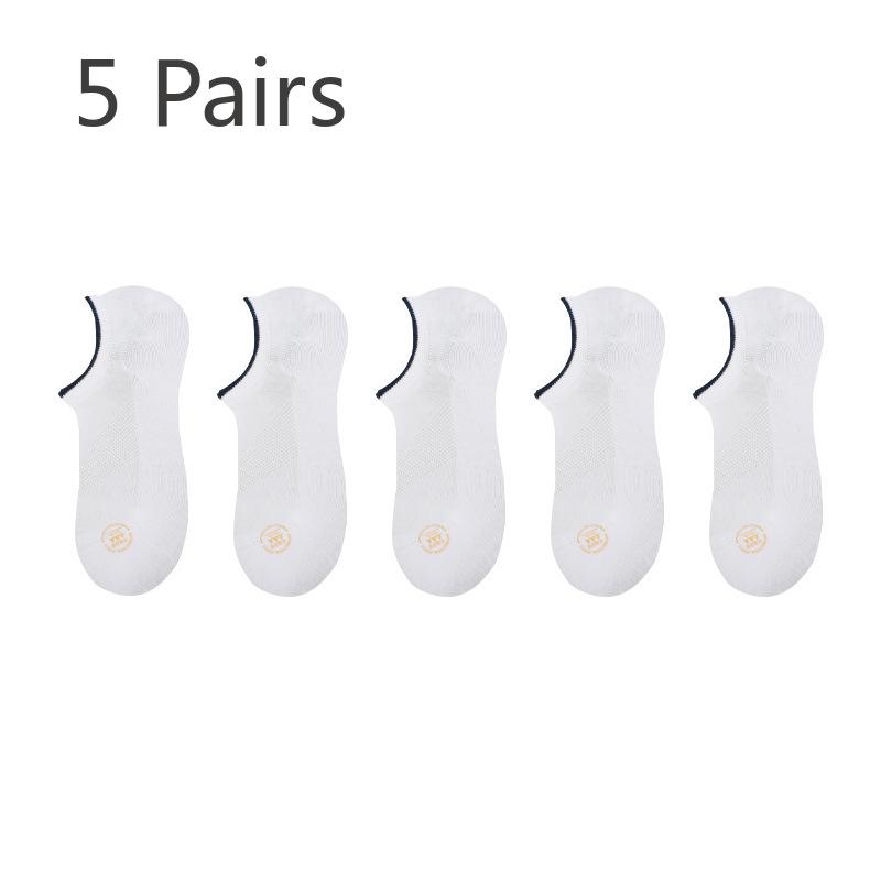 5 Pairs of Boat Socks Men's 3A Antibacterial Thin Socks Men's Summer Mesh Breathable Thin Shallow Mouth Anti-odour Invisible Socks