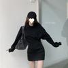 2025 New Design Light Mature Hepburn Style Black Sweatshirt Dress for Women Autumn and Winter