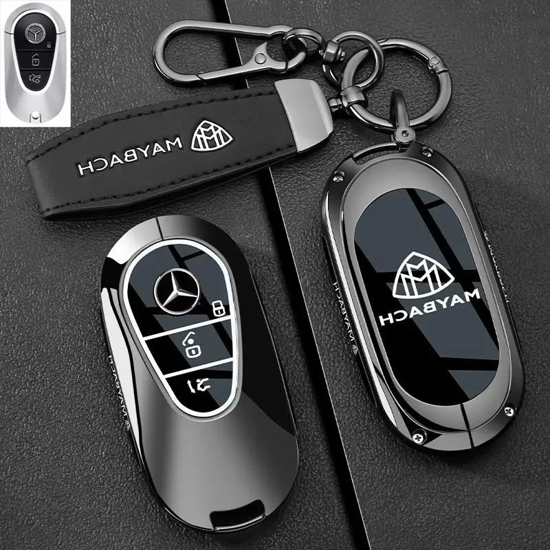 PZQ2   Alloy Style Car Key Case Cover Shell For Mercedes Benz A C E S G Class GLC CLE CLA GLB GLS W177 W205 W213 W222 X167 AMG Keychain