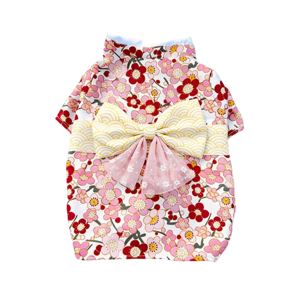 

Japanese Pet Kimono with Bow Fan Print Puppy Dog Clothes for Small Dogs Corgi Shiba Inu Shetland Cat Dresses mascotas Clothing S-advise 1.5-3.5kg