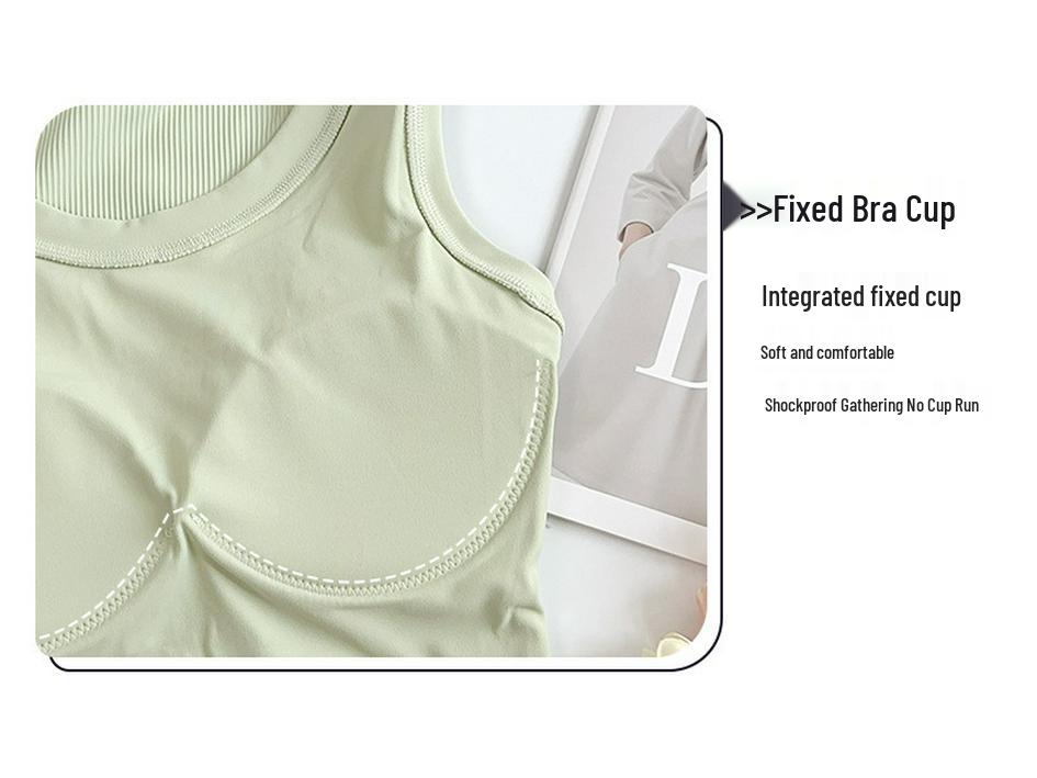 Damen Ripp-Y-Rücken Yoga Tanktop mit festen Cups - Hohe Elastizität, Figurbetont, Integrierter Sport-BH