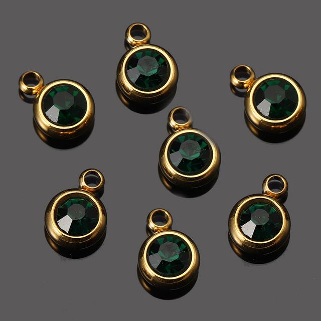 Stainless steel 6mm gold birthday stone lucky birthday stone pendant, water cup diamond DIY jewelry accessories