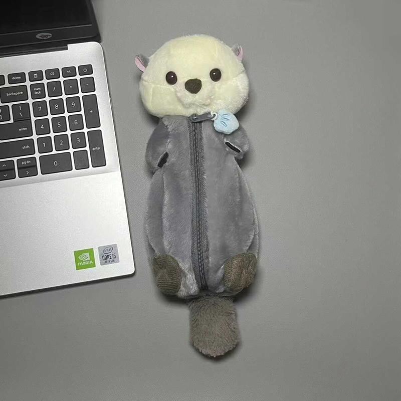1 st Kreativ Sjöutter Plyschdocka Pennfodral Ins Högattraktiv Pennhållare Söt Pennpåse Skolmaterial Skrivmaterial