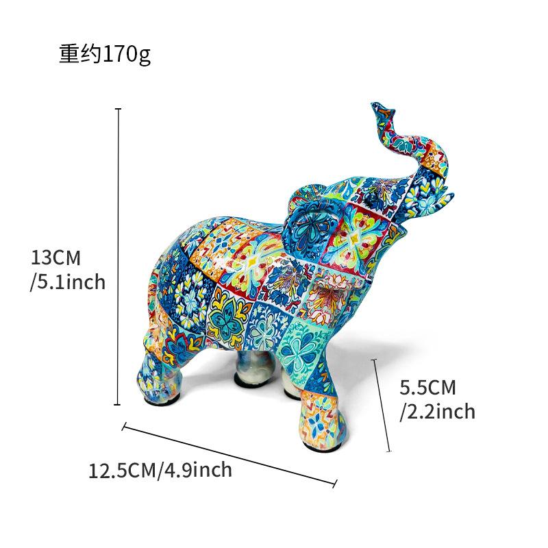 New Creative Resin Crafts Graffiti Colorful Elephant Ornaments Home Decor Living Room Foyer Desktop Ornaments Decorative Gifts