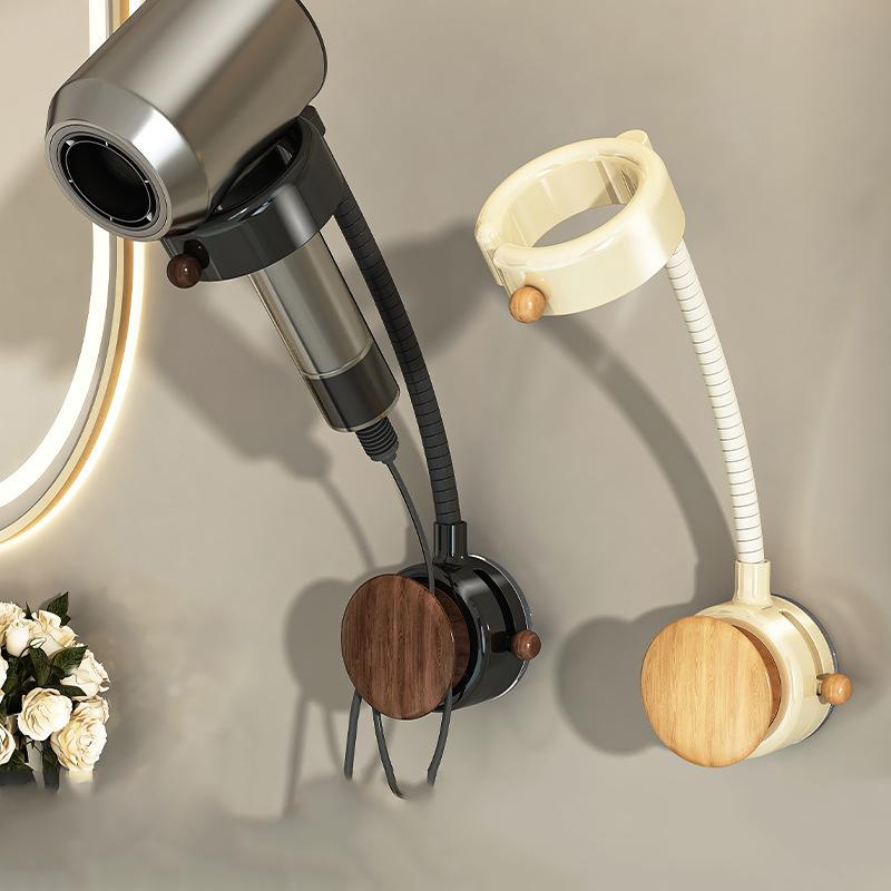 360 Degree Adjustable Suction Cup Hole-Free Wall-Mounted Hair Dryer Holder Hands-Free Bracket for Hair Drying Bathroom Organizer