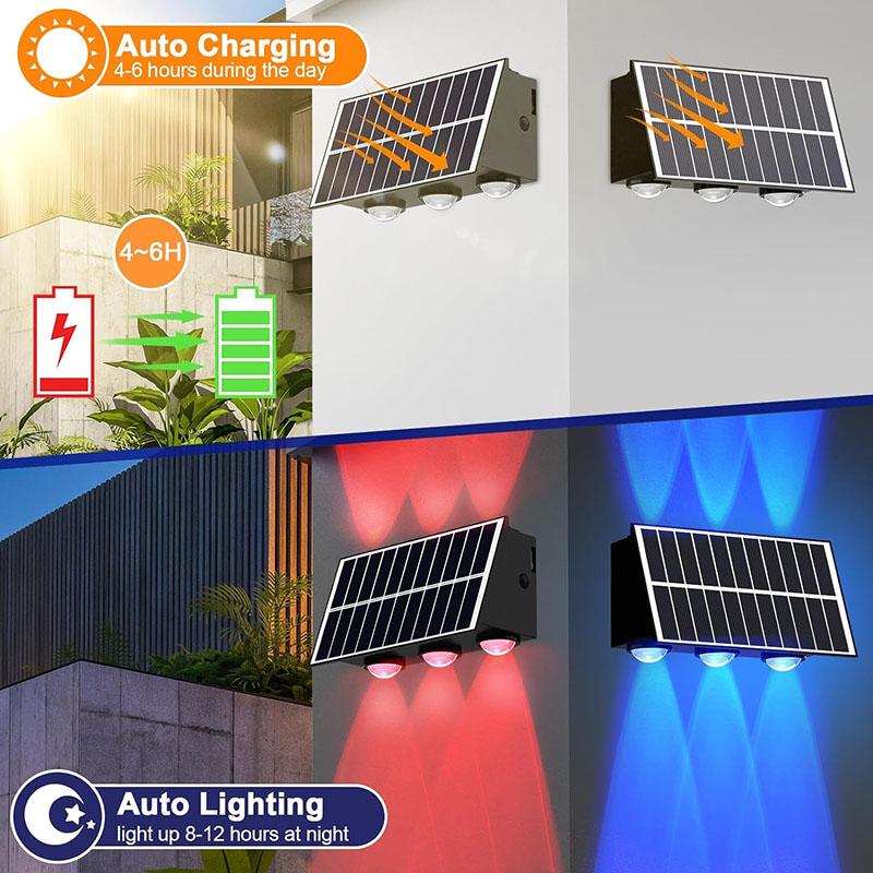 Solar Wall Washer Light Up and Down Lighting Outdoor Solar Fence Lights Waterproof Wall Lamp for Yard Garage Walkway Porch Decor