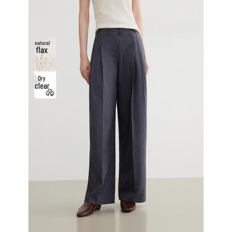 

ELLE Women s Textured Wide-Leg Casual Pants L