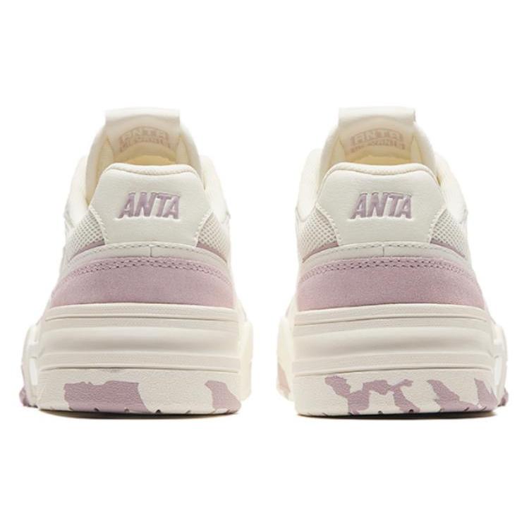 Anta Life Collection Flame Abrasion Resistant Breathable Low top Skateboard Shoes Women's Beige Purple 122428081-5