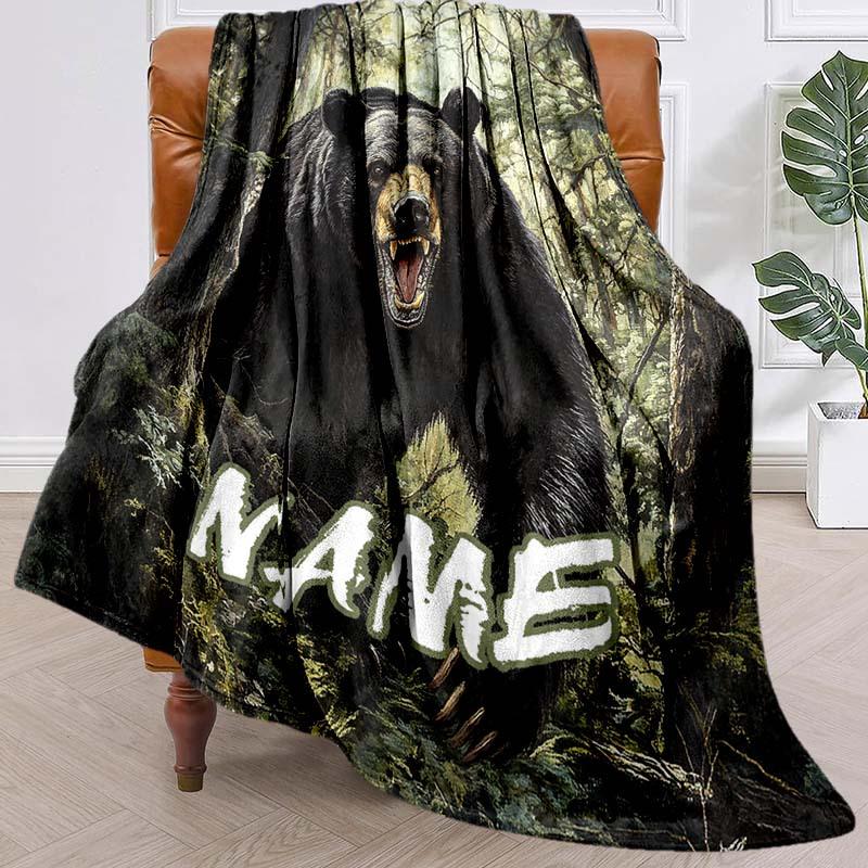 Black Bears Are Spotted Customize Your Name Blanket Warm Comfortable And Soft Blankets Are Suitable For Home Chairs Office Sofas Sofas Office Camping
