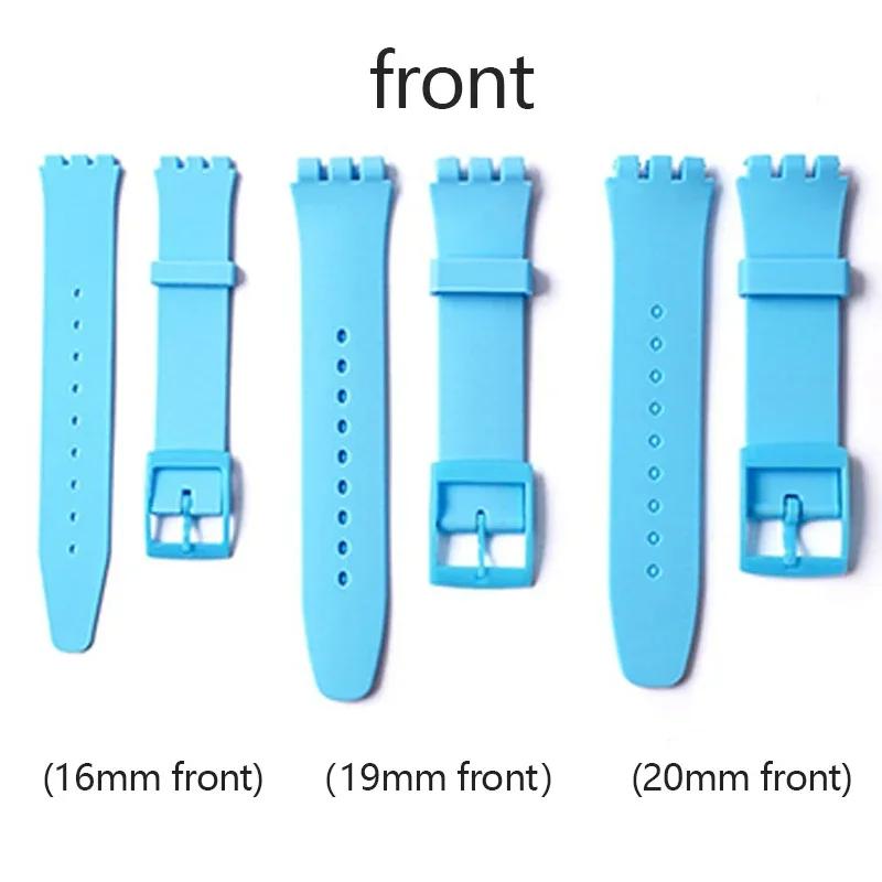 Waterproof Rubber Wristband for Swatch Metal Pin Buckle Silicone Watch Strap 16/17/19/20mm Men Women Replacement Bracelet Belt