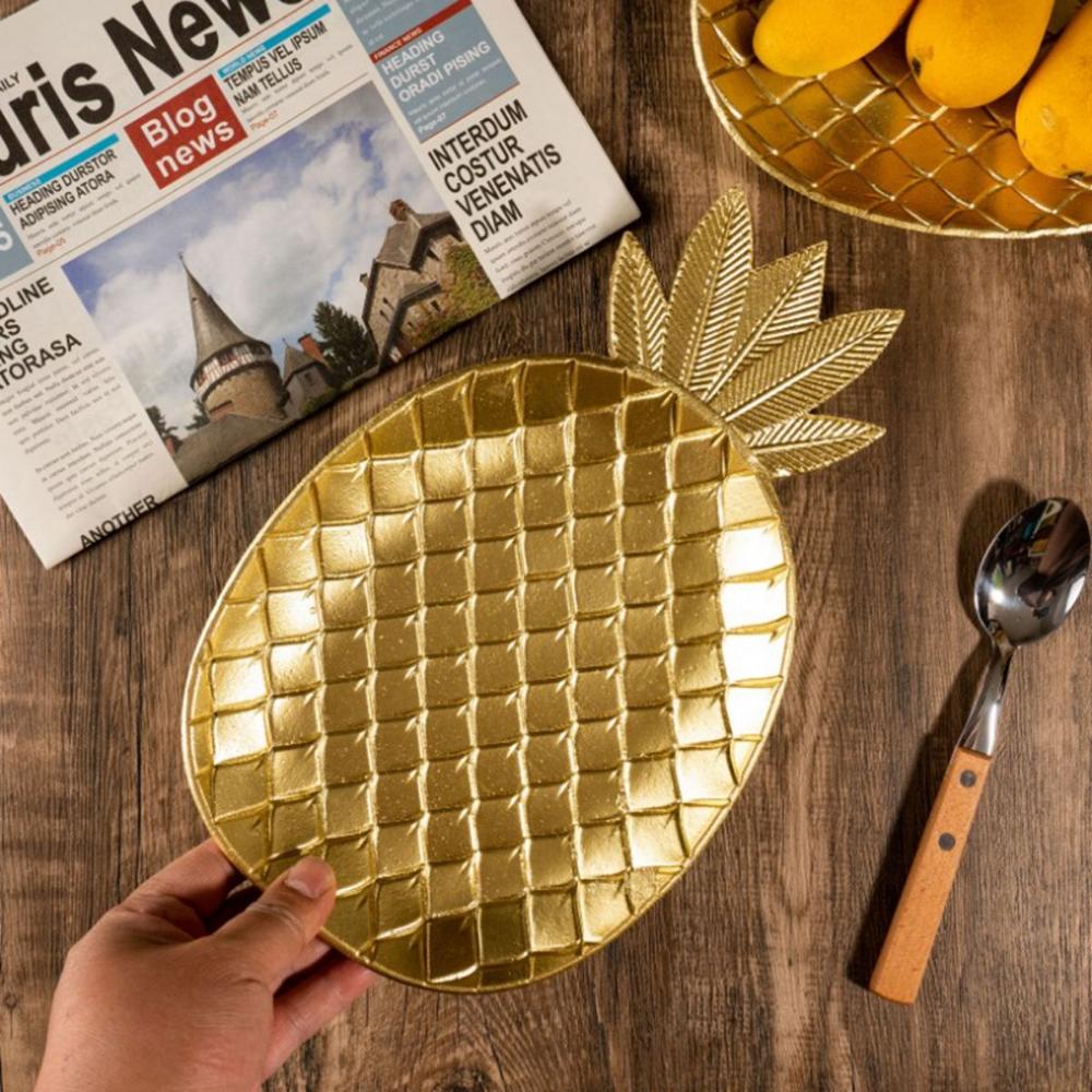 Snack Dish Pineapple & Leaf Shaped Dessert Shelf Serving Tray Fruit Rack Jewelry Storage Tray