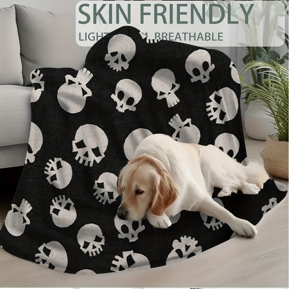 Extra Large 60x80 Inch Halloween Skull Print Blanket - Super Soft Cozy Throw for Sofa, Camping & Home Decor - Machine Washable