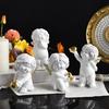 Embracing Heart Baby Angelic Figurine Resins Sweet Cherub Holding Heart Sculpture Statue Ornament for Home or Office