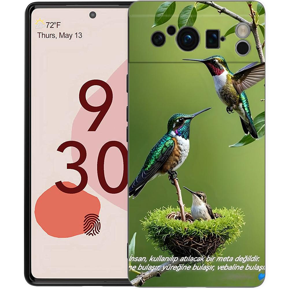 

Чехол для телефона Колибри для Google Pixel 9 8 9A 8A 7 7A 6 Pro XL 6A 5G Черный Мягкая Задняя Панель Роскошный ТПУ Чехол Pixel 7A