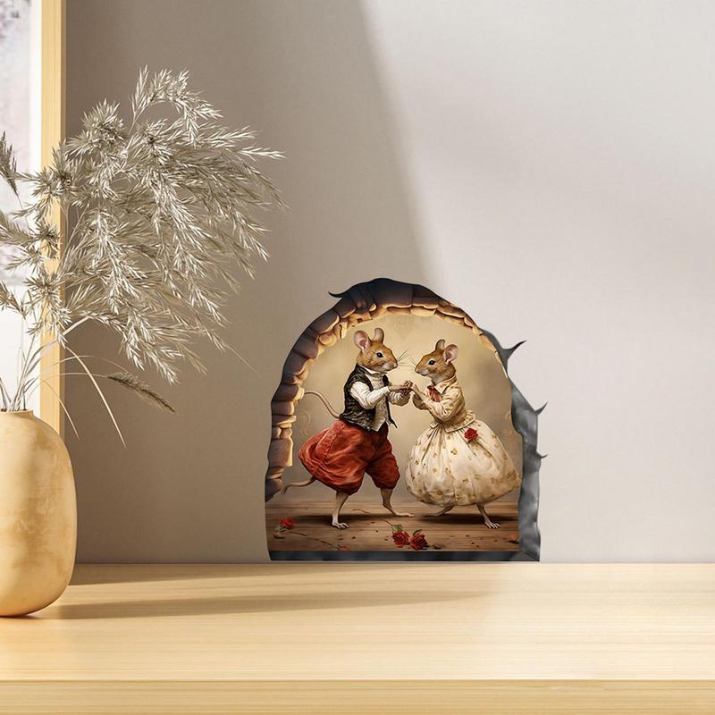 

Mouse Hole Wall Sticker Cartoon Mouse Mural Decoration Wedding Mice Couple Wall Sticker 4pcs Fun Animal Stickers Decorative Peel China Mainland