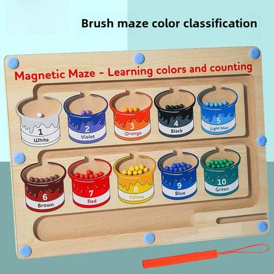 CPC Wooden Magnetic Maze Counting Board Toy for Children - Educational Toy with Magnetic Pen and Balls