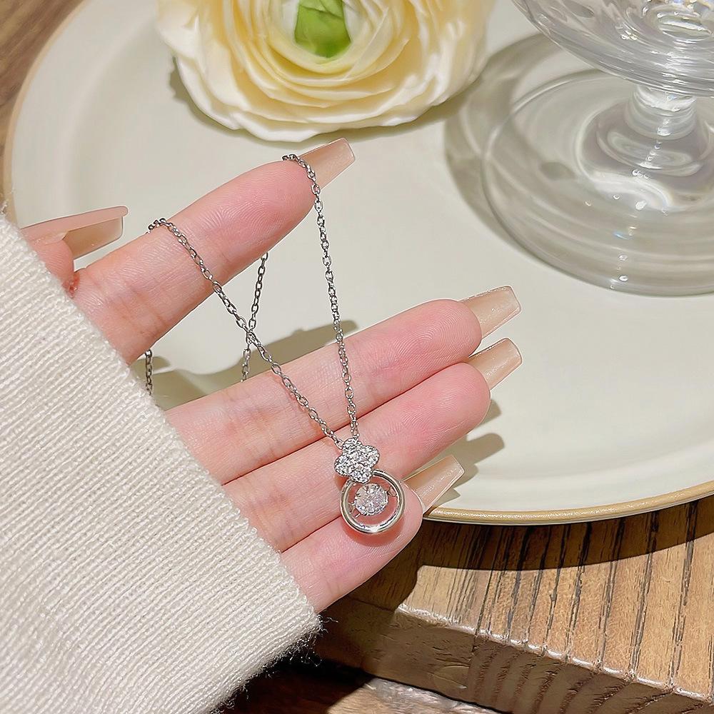 Minority Design Smart Necklace Feminine Simplicity Inlaid Zircon Pendant Clavicle Chain Geometric Neck Chain Jewelry