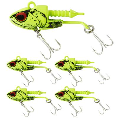 KOKO Lures Ensemble de 5 Têtes Plombées Jig pour Bar et Flet, 11g, 16g, 22g, 28g, Tête Plombée Jig pour Bar, Ver, Tête Plombée Jig Vibrante pour Flet