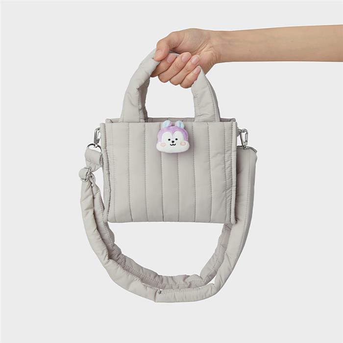Line Friends BT21 MANG Face Plush Badge Quilted Tote Bag