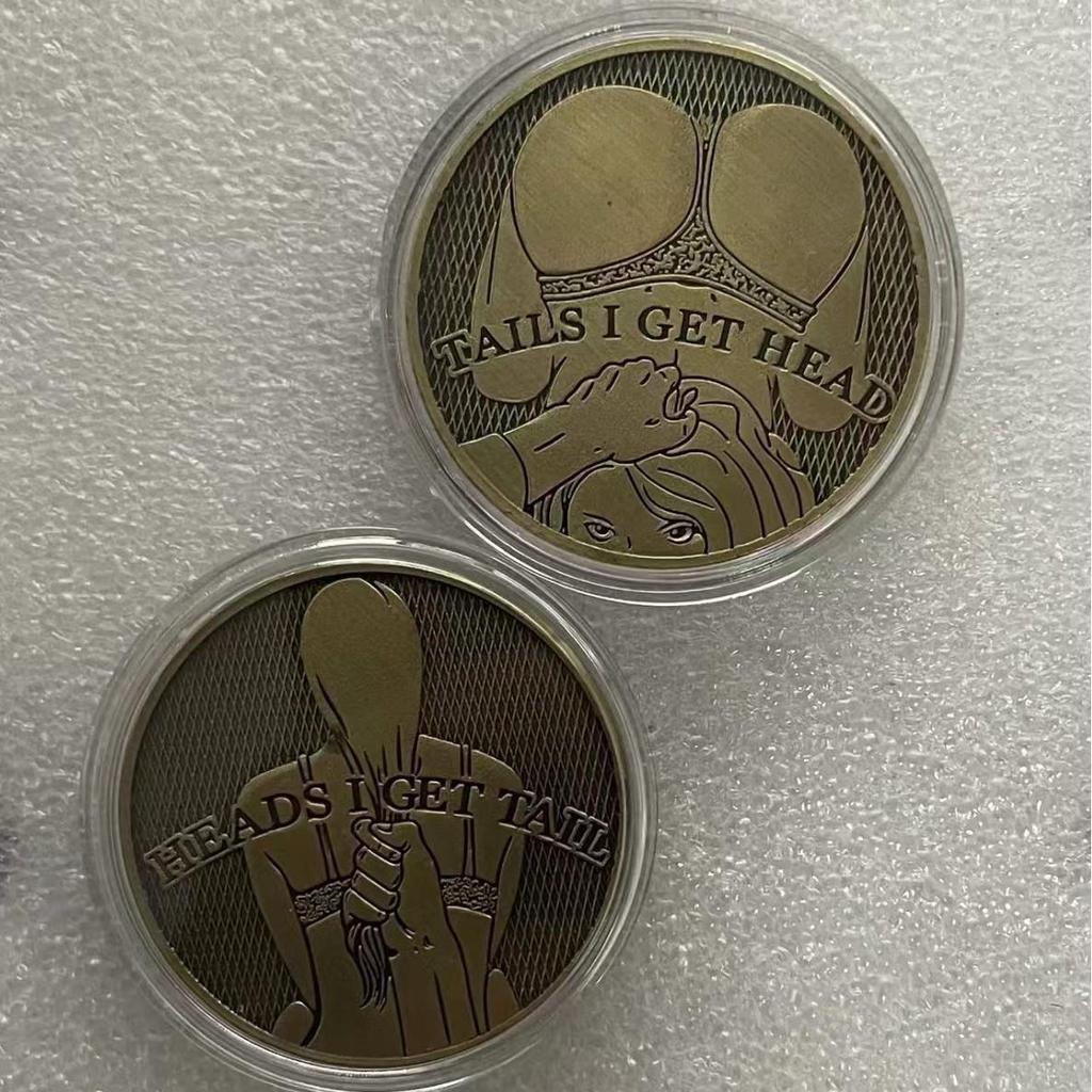 Bronze Pornographic People's Day Gift, Couple Creative Commemorative Medal, Coin, Collectible Gift, Christmas Gift, Stocking Stuffers