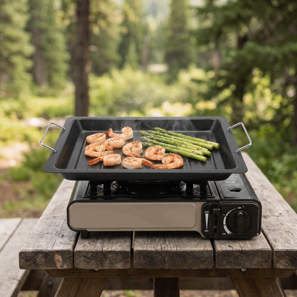 Schwarze Grillpfanne Antihaft-Grillpfanne Barbecue-Grillplatte Offene Flamme