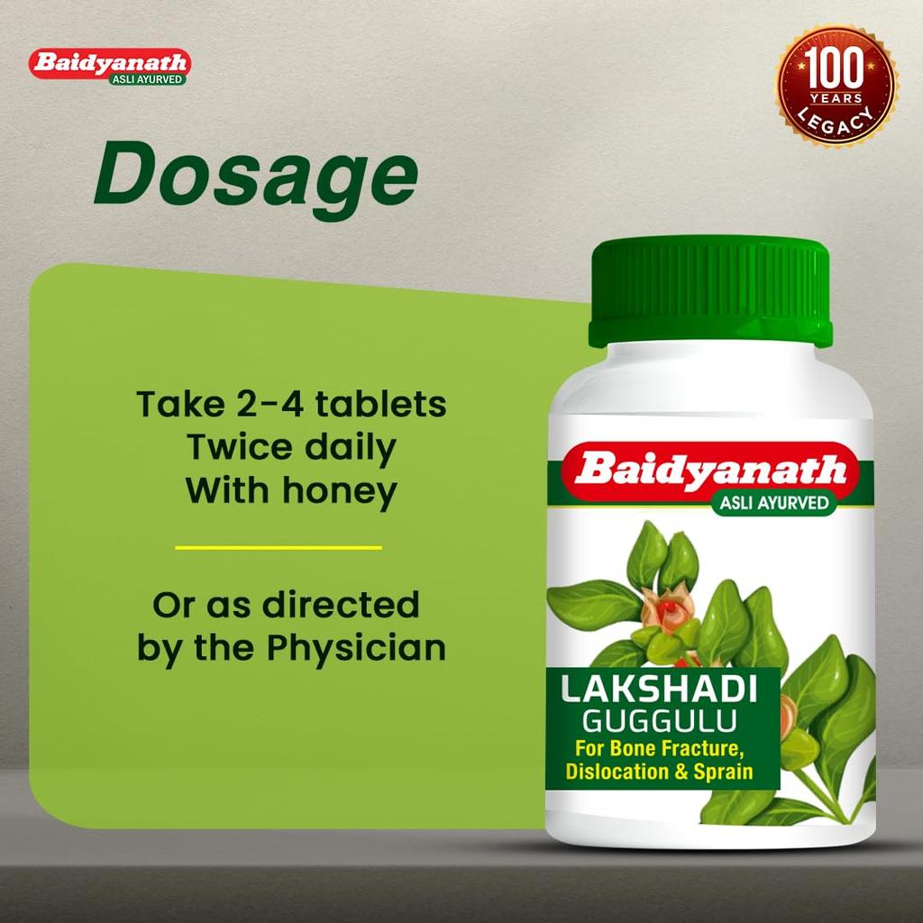 Baidyanath Lakshadi Guggulu Ayurvedic Tablets for Bone Strength Joint Support Fracture Recovery 80 Tablets