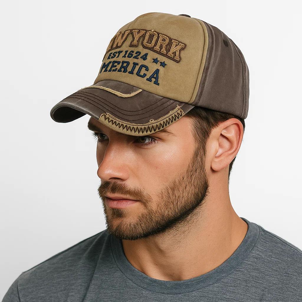 Unisex Vintage Baseball Cap Washed Cotton Black Letter Embroidery Hat for Men Women Casual Outdoor Sports