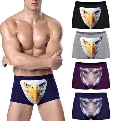 Pánska móda spodnej bielizne 3D nohavičky s potlačou Wolf Head Nohavičky nohavičky Funny Eagle vzorované boxerky šortky