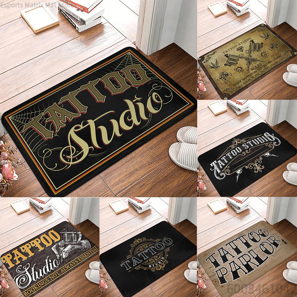Tattoo Shop Graphic Print Soft Non-slip Washable Welcome Doormat Indoor Entrance Porch Tattoo Studio Artist Rug Carpet Decor