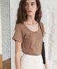 THERYE U-Neck Button T-Shirt(Beige)