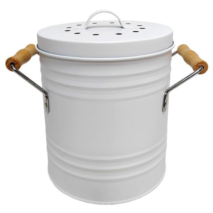 Poubelle - Je Cherche Une Idee - Compost - Métal Peint - Blanc