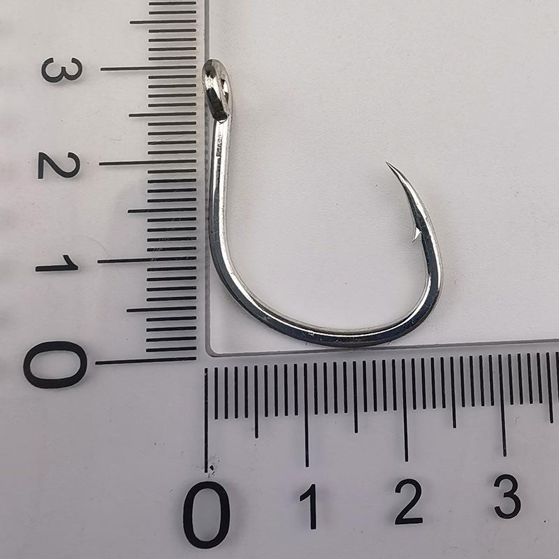 10Pcs Sets Tin-Plated Anti-Rust Jig Hooks with Eyelets High Carbon Steel Deep Sea Fishing Hooks