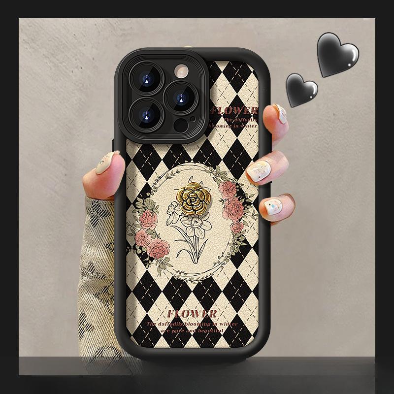 Camellia Doll Lanyard Suitable for Apple 16 Mobile Phone Case Iphone15PRO High-end Lambskin 14plus