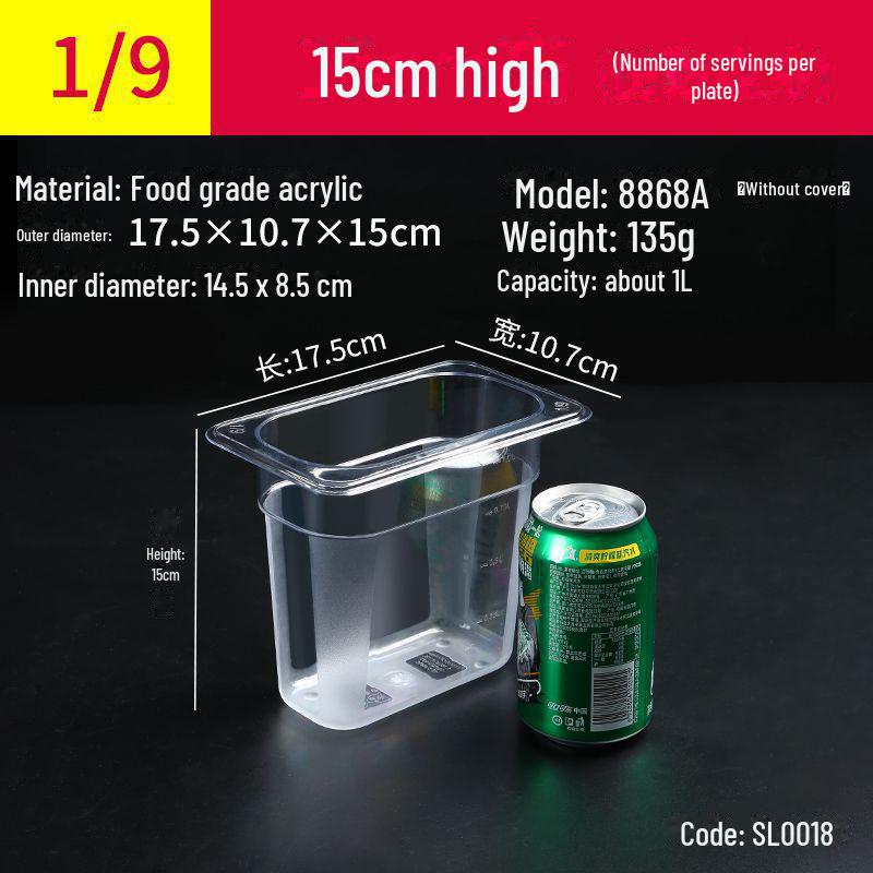 Transparente rechteckige Acryl-Heißtopfschale und Frischhalte-Obst-Auslagebox