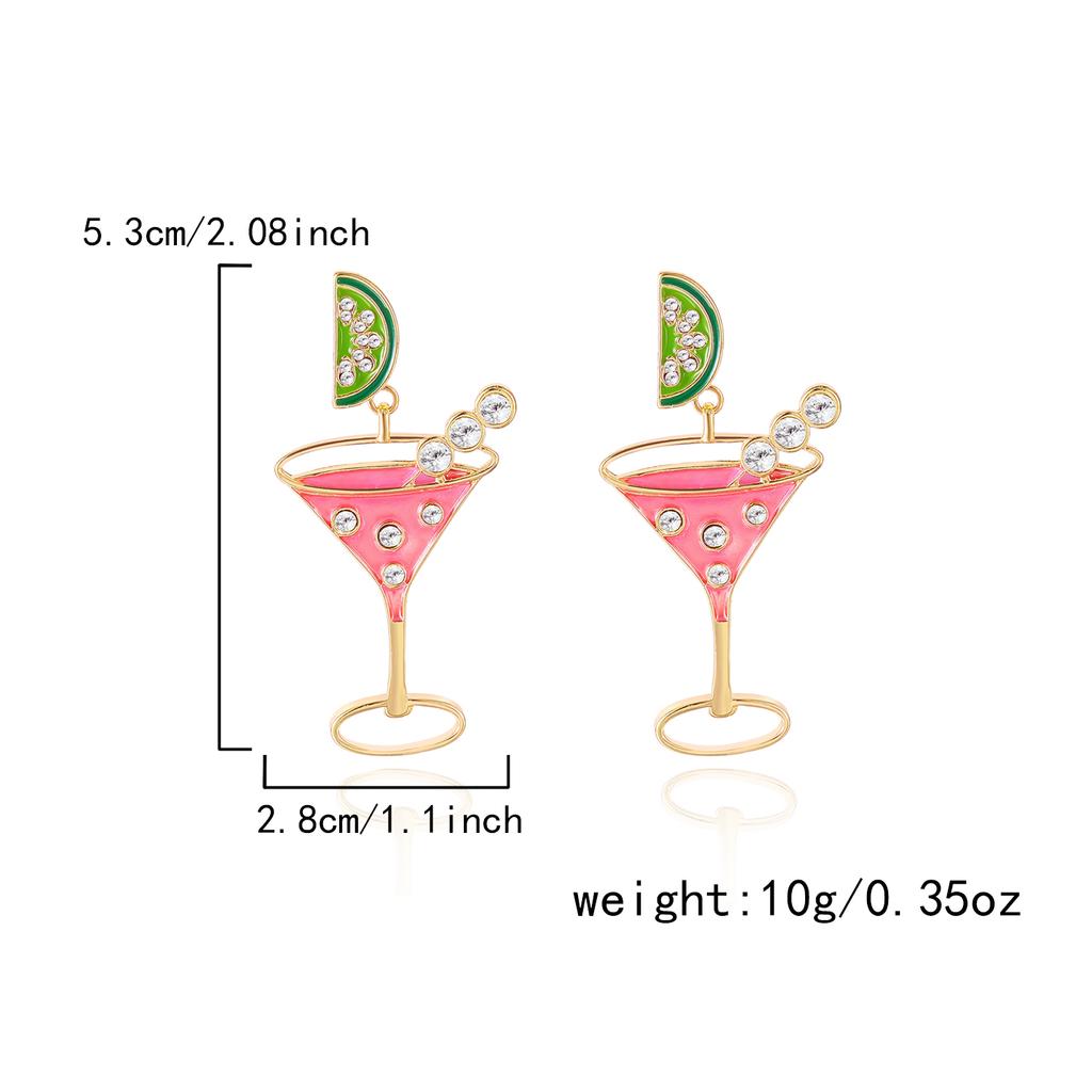 Creative Cocktail Cup Series Design Drop Earrings for Women Imitation Pearl Crystal Rhinestone Goblet Earring Fashion Jewelry