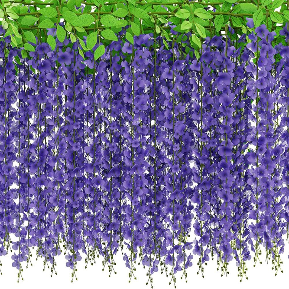 Hanging Artificial Flowers Rattan Large 10 Branches Simulation Wisteria Flowers Handmade Waterproof Fake Silk Flower Vine