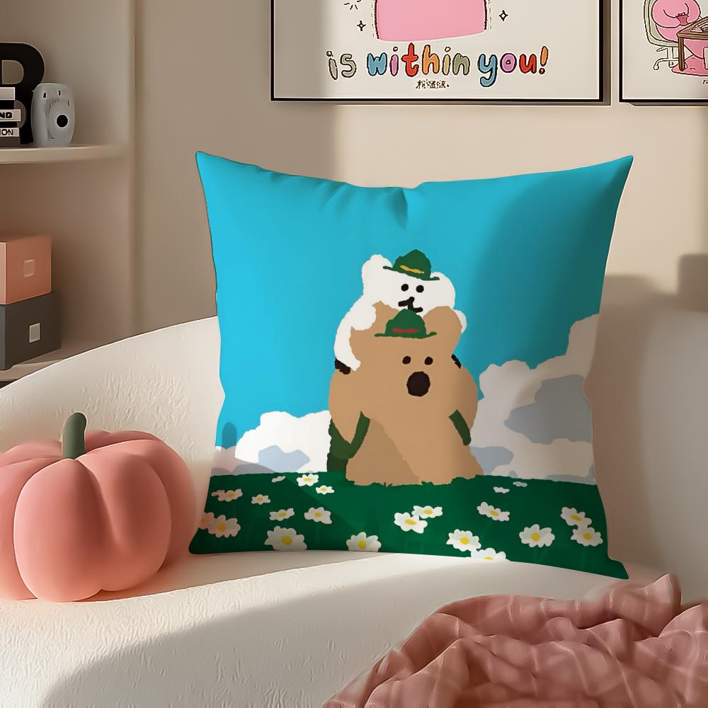 Cute Chubby Korean Cartoon DDinotaeng Cushion Cover Pillowcase Short Plush Invisible zipper Room Sofa Cushion Cover