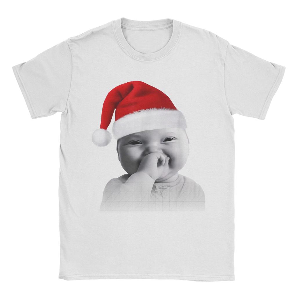 Funny Niche Baby Gen Z Meme Giggling AI Laughing Christmas T Shirt 100 Cotton TShirts For Men Tee Shirt Short Sleeve Top Tees
