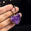 Natural Amethyst Pendant, Heart-shaped Crystal Cluster Edging Necklace, Jewelry