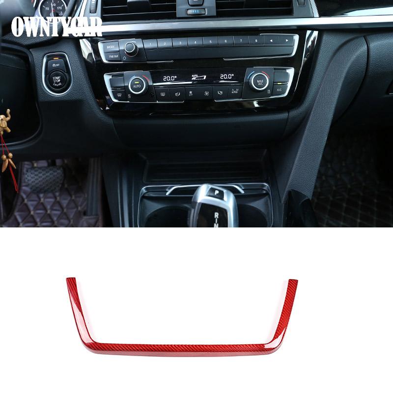 For BMW 3 4 Series F30 F31 F32 F35 2013-2019 Real Carbon Fiber Car Console Gear Shift Panel Decoration Cover Trim Stickers