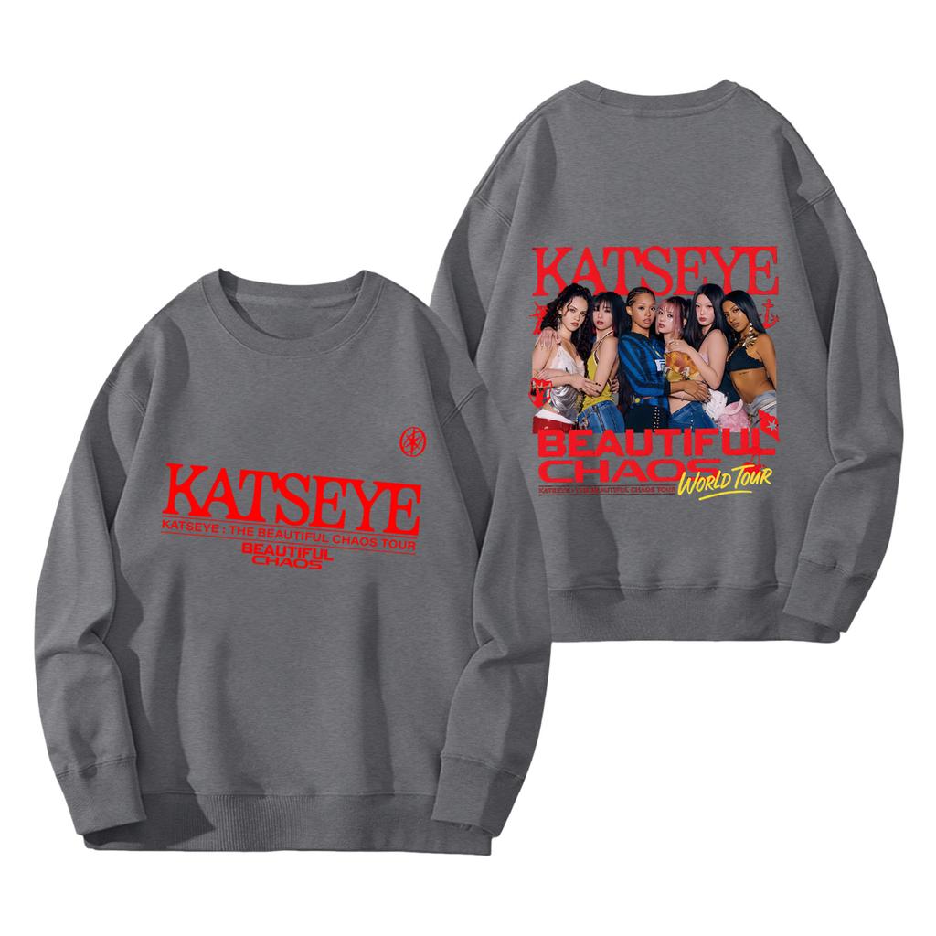 Damenmode Langarm Print Rundhals Lockerer Pullover Sweater Top