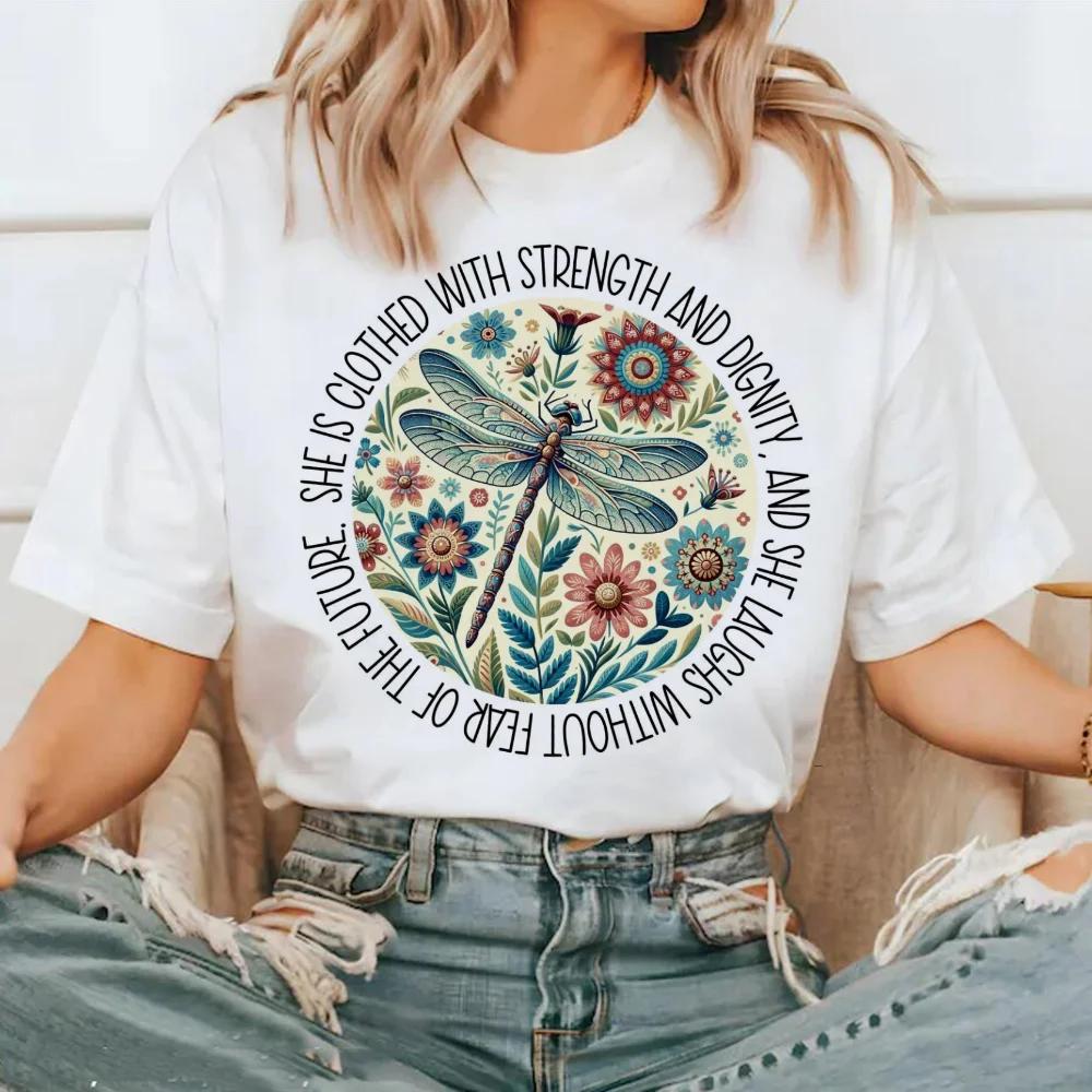 Short Sleeved Fashion Trend Top Street Versatile T-Shirt Pattern Round Neck Polyester Fabric T-Shirt Women's Printed Travel T-Sh