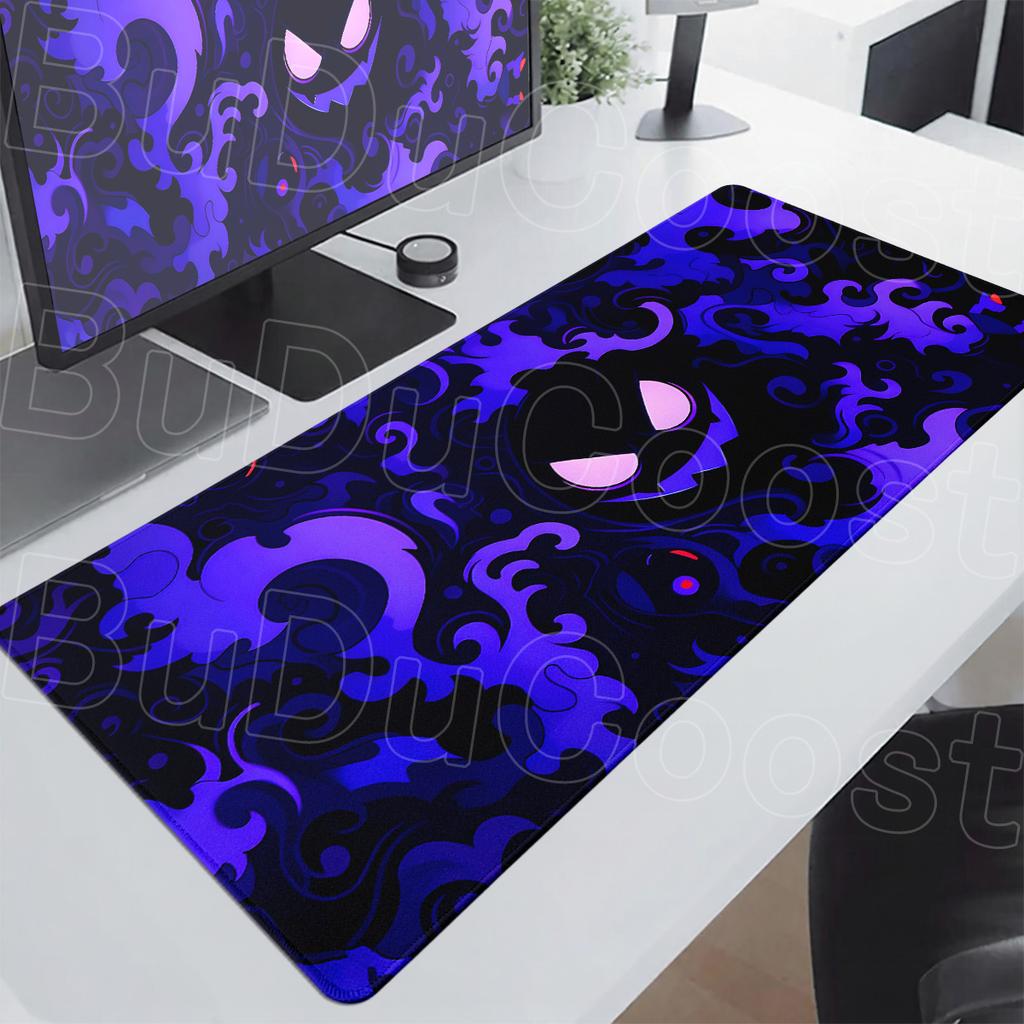 Large Computer Desk Pad 90x40cm Cute Anime Mouse Mat Gengar Gamer Keyboard with Stitch Edge Pokemon Pc Office Gaming Accessories