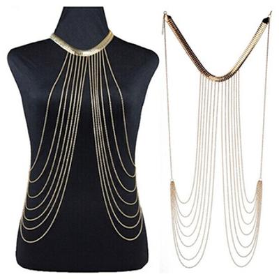 Women's Stylish Luxury Bikini Beach Golden Tassel Layered Body Chain Jewelry